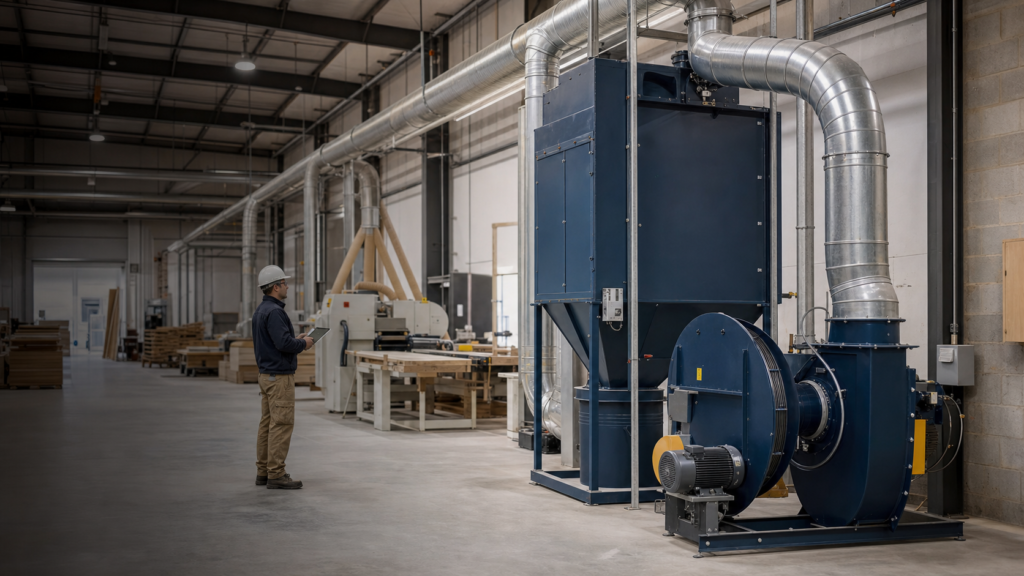 dust collection fan solution for woodworking workshop
