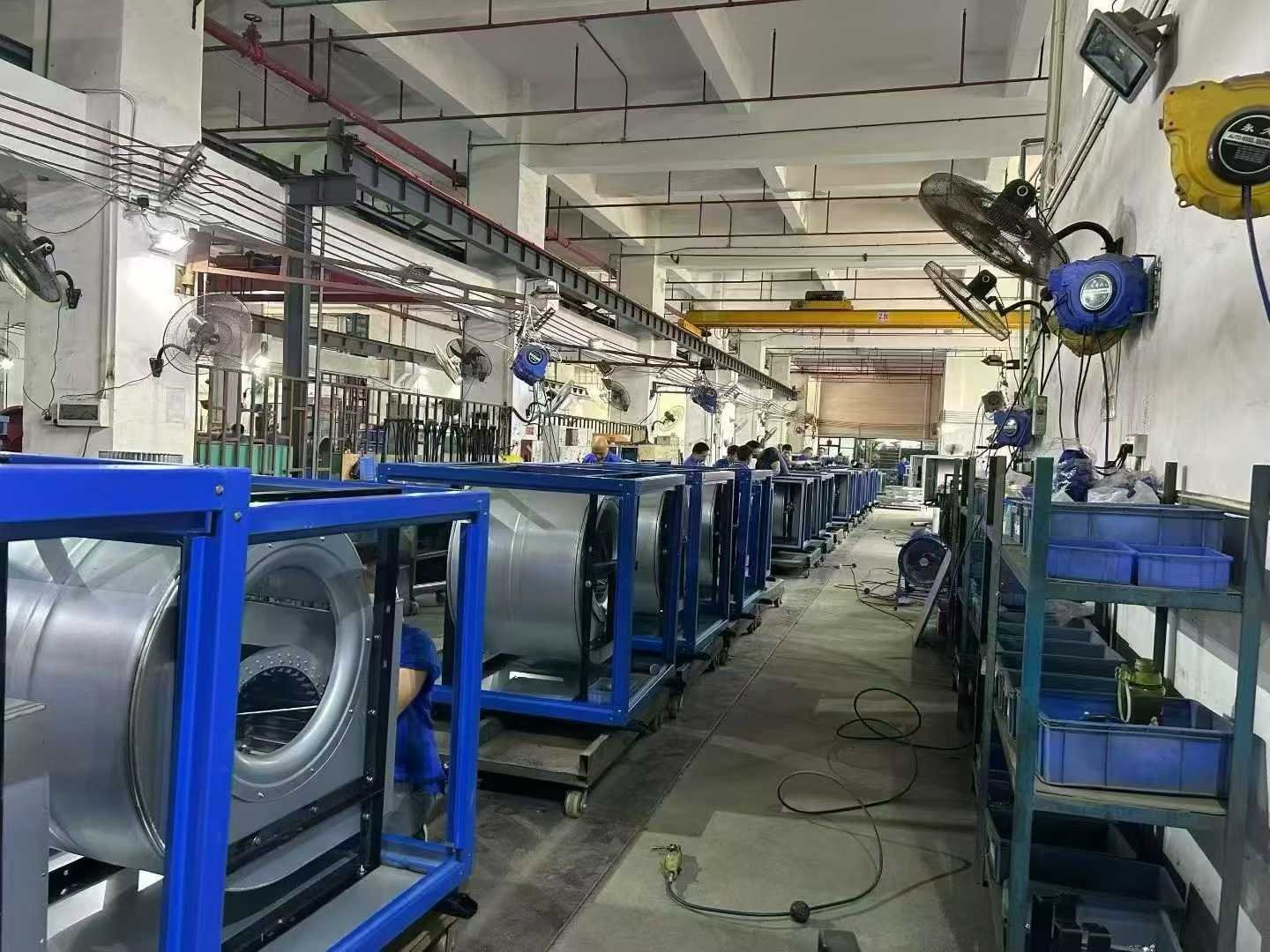 Industrial air handling units in the assembly workshop
